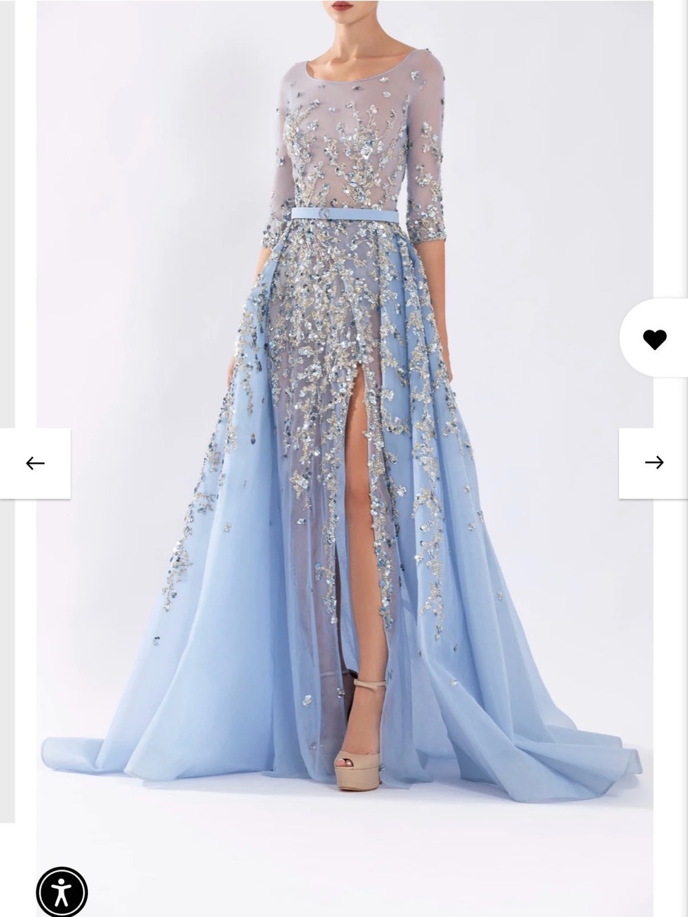 Hijab-friendly Saiid Kobeisy Tulle Beaded Dress with Overskirt